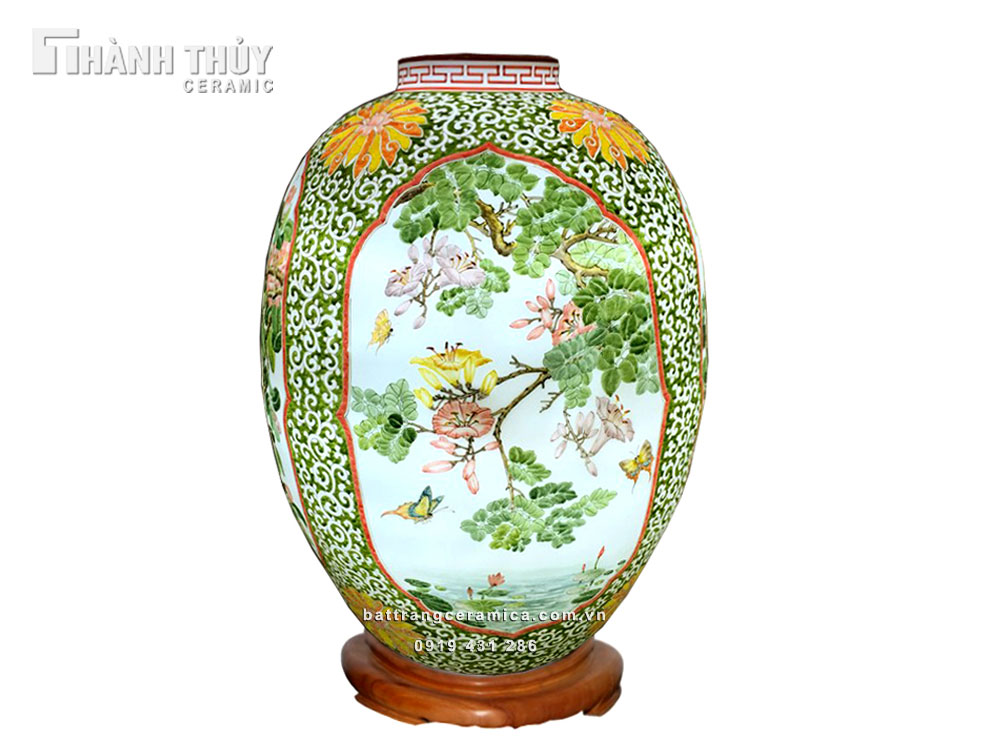 Đèn sứ thấu quang tứ cảnh 60x38cm sang trọng quà tặng ý nghĩa