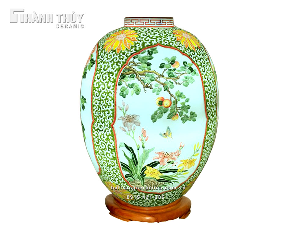 Đèn sứ thấu quang tứ cảnh 60x38cm sang trọng quà tặng ý nghĩa