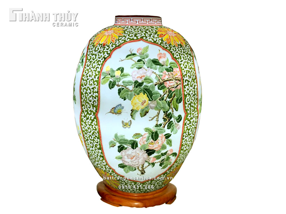 Đèn sứ thấu quang tứ cảnh 60x38cm sang trọng quà tặng ý nghĩa