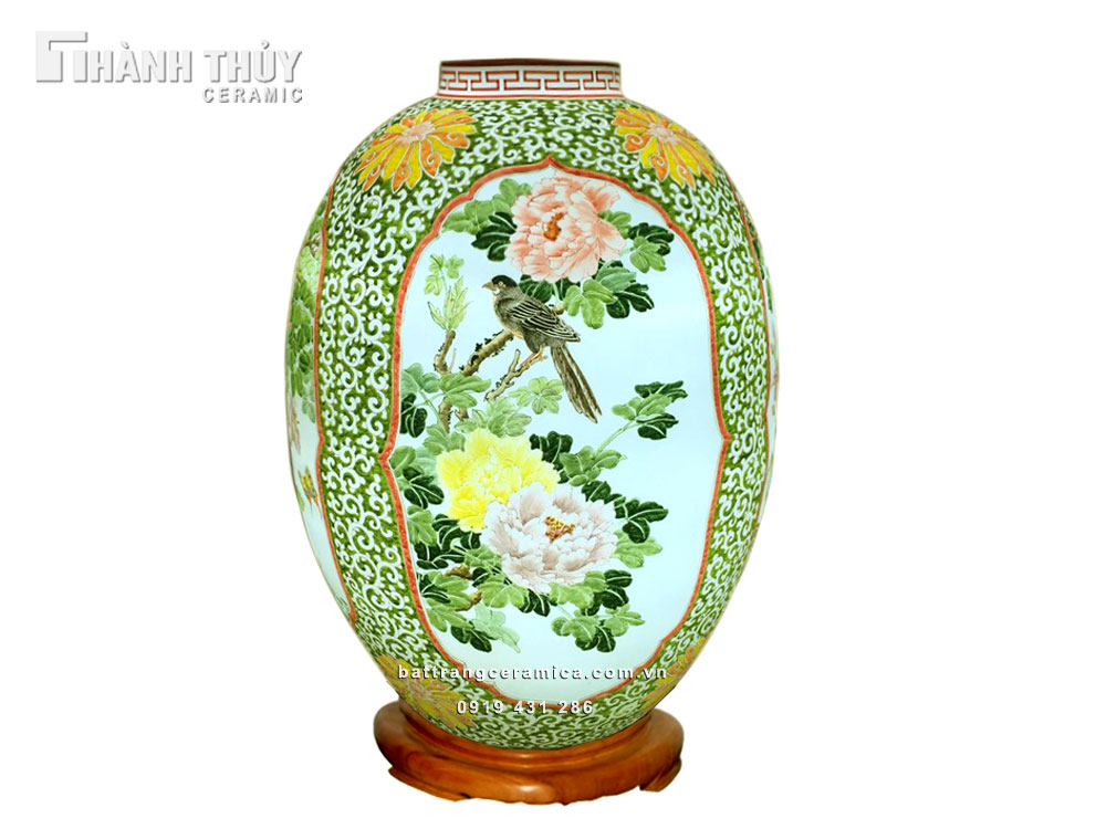 Đèn sứ thấu quang tứ cảnh 60x38cm sang trọng quà tặng ý nghĩa