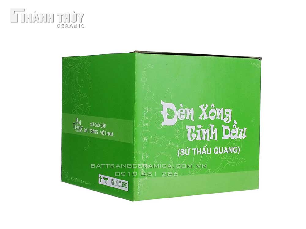 Đèn tinh dầu vẽ Trúc men Lam cao cấp Bát Tràng thư giãn thư thái