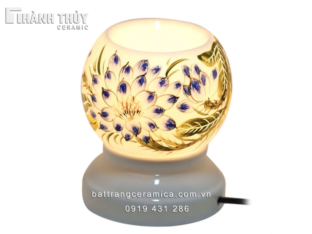 Đèn xông tinh dầu Tròn hoa xương rồng tím quà tặng ý nghĩa