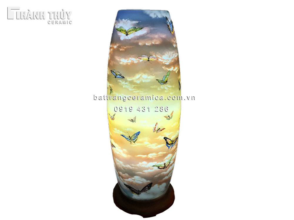 Đèn sứ thấu quang hồ điệp 62cm quà tặng sang trọng đèn trang trí