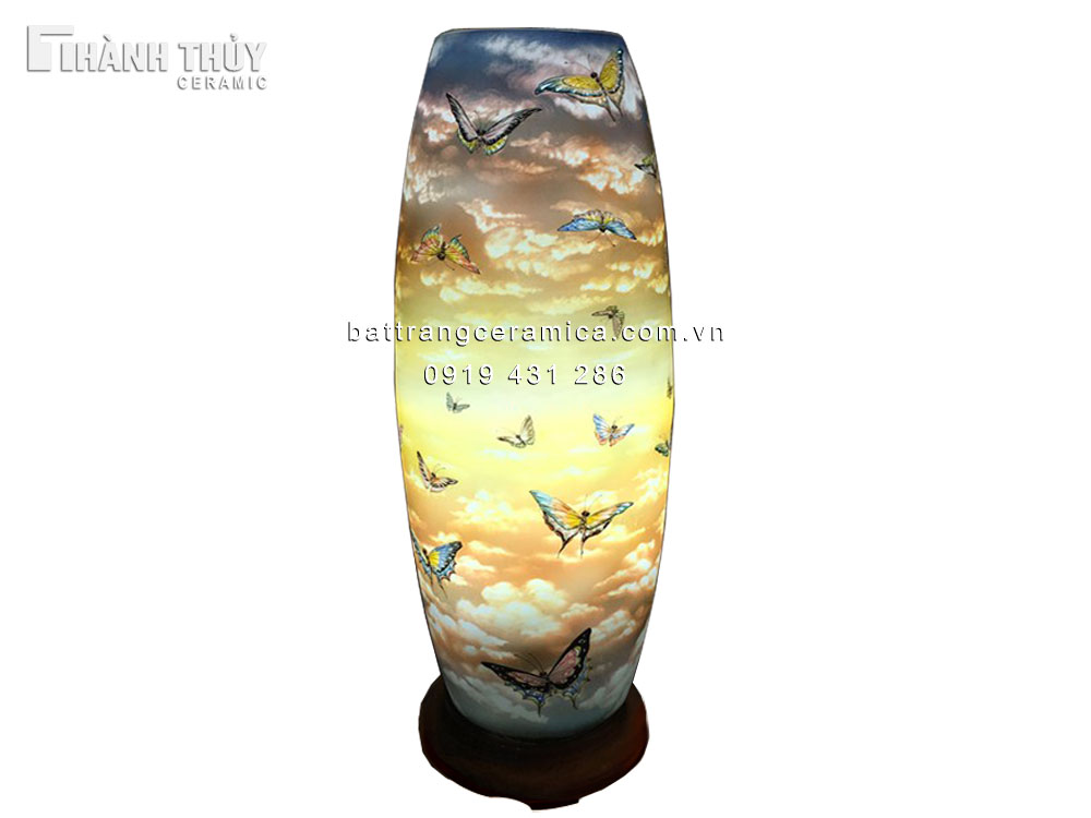 Đèn sứ thấu quang hồ điệp 62cm quà tặng sang trọng đèn trang trí 