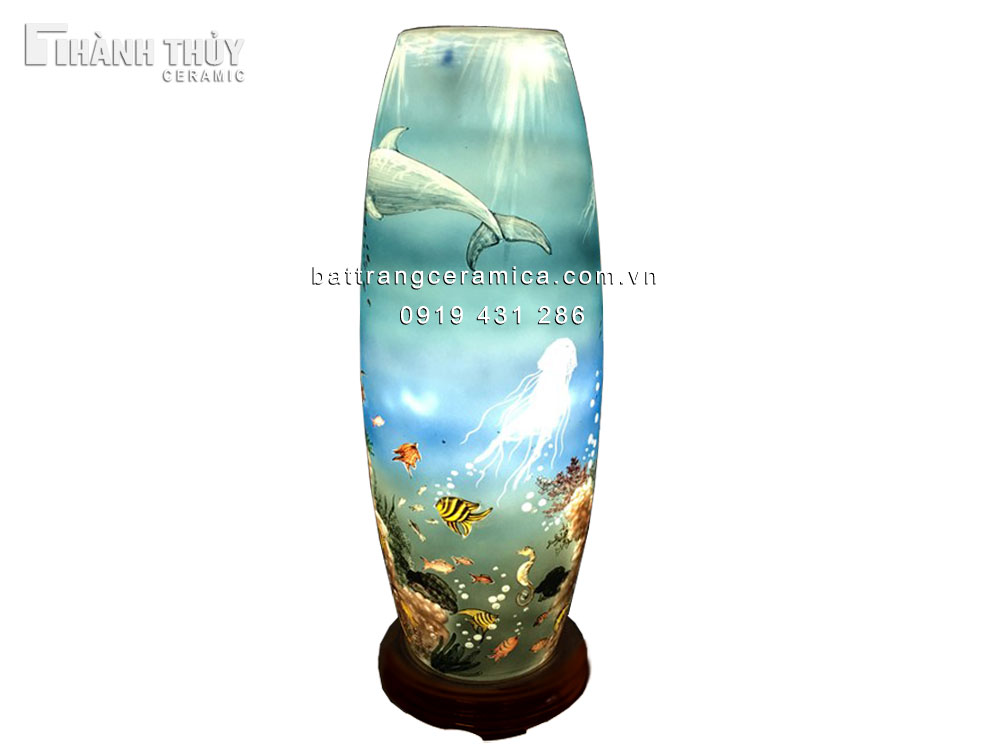 Đèn sứ thấu quang Đại dương cao 62cm quà tặng sang trọng