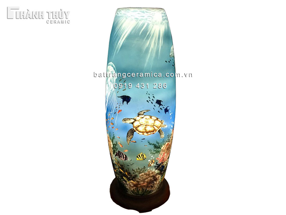Đèn sứ thấu quang Đại dương cao 62cm quà tặng sang trọng