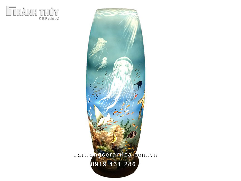 Đèn sứ thấu quang Đại dương cao 62cm quà tặng sang trọng