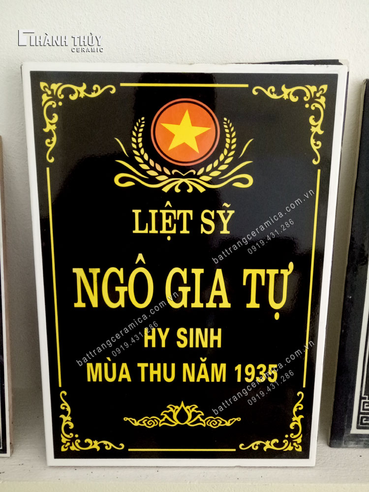 Bia mộ sứ nền đen cao cấp 30x40 cm quà tặng inlogo ưu đãi Bia mộ sứ nền đen cao cấp 30x40 cm quà tặng inlogo ưu đãi