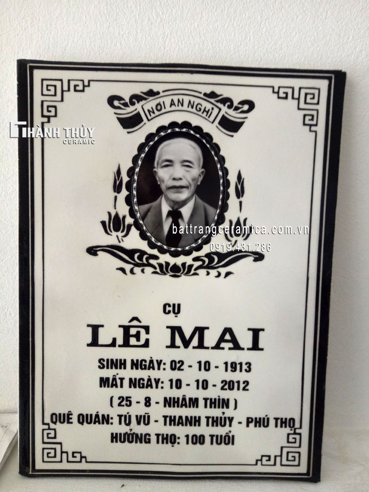 Bia mộ sứ Bát Tràng 30x40cm cao cấp Quà tặng ý nghĩa Bia mộ sứ Bát Tràng 30x40cm cao cấp Quà tặng ý nghĩa