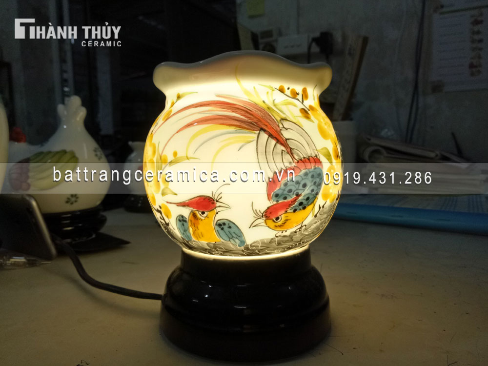 Đèn xông tinh dầu chim Trĩ miệng loe quà tặng sang trọng
