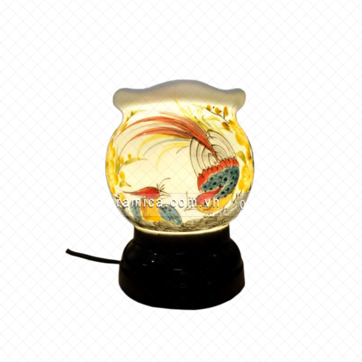 Đèn xông tinh dầu chim Trĩ miệng loe quà tặng sang trọng 