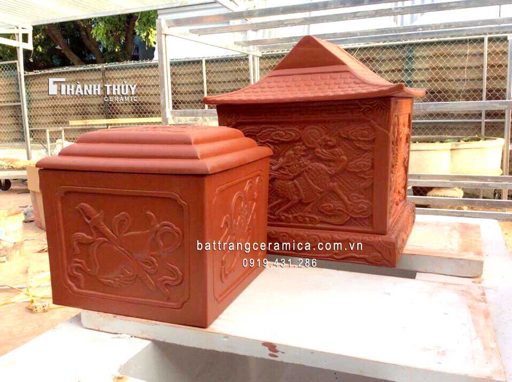 Bình tro đứng tứ linh gốm nâu đỏ cao cấp bền đẹp giá tốt Bình tro đứng tứ linh gốm nâu đỏ cao cấp bền đẹp giá tốt