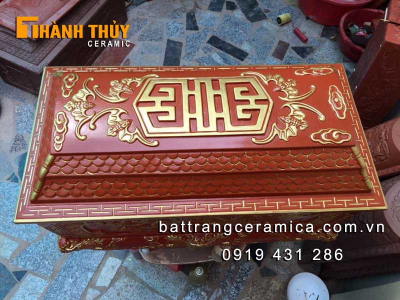 Tiểu quách sành Rồng nổi nâu đỏ Bát Tràng bền đẹp cao cấp Tiểu quách sành Rồng nổi nâu đỏ Bát Tràng bền đẹp cao cấp