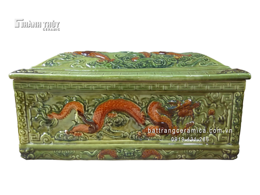 Quách tiểu sứ Bát Tràng Rồng nổi hổ phách cao cấp đẹp mê ly 