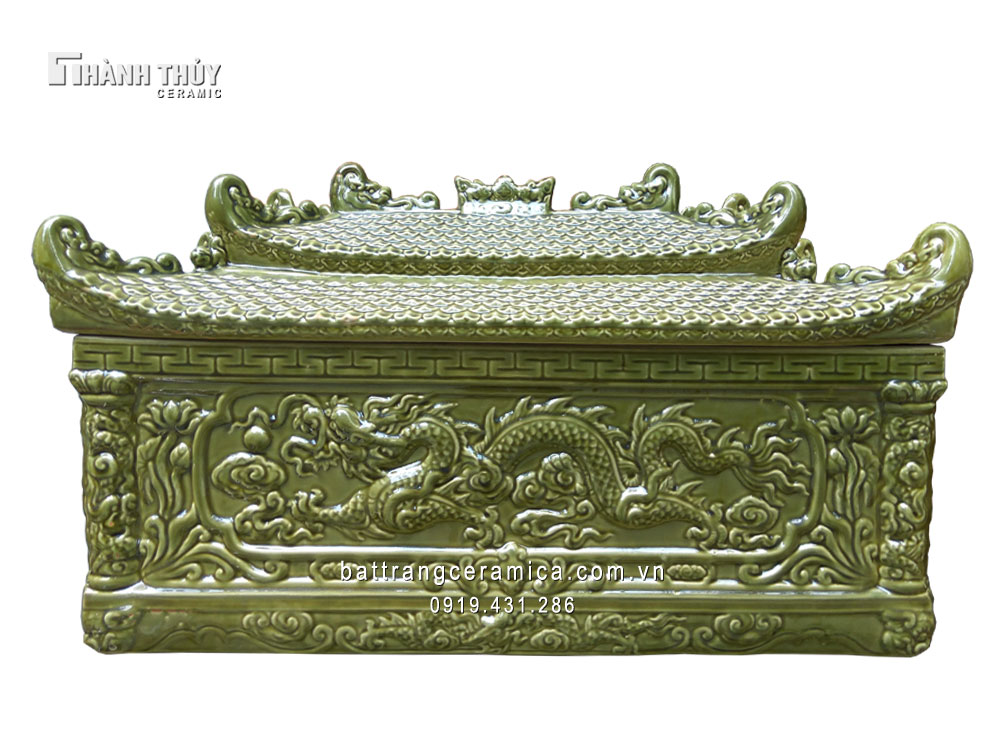 Tiểu quách sứ xanh Thạch anh hai mái cao cấp may mắn tài lộc 