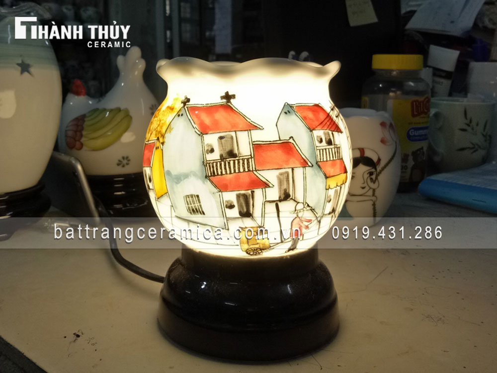 Đèn xông tinh dầu miệng loe phố cổ Hà Nội quà tặng độc đáo giá tốt