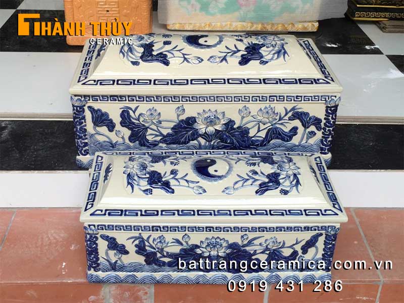 Tiểu quách sứ trắng hoa Sen cao cấp bền đẹp giá tốt Tiểu quách sứ trắng hoa Sen cao cấp bền đẹp giá tốt