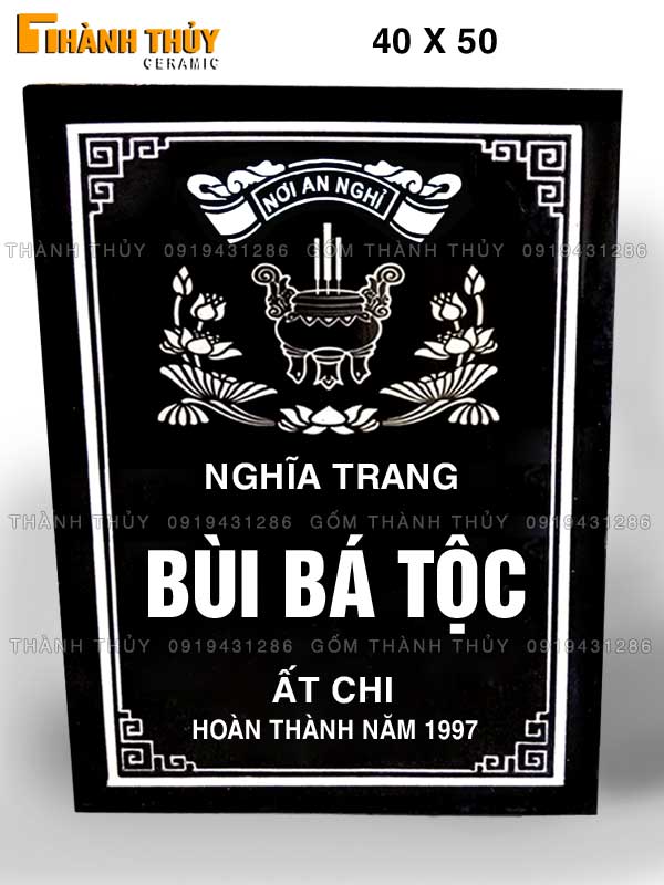 Bia mộ dòng họ Bùi chất lượng cao gốm sứ Bát Tràng giá tốt 