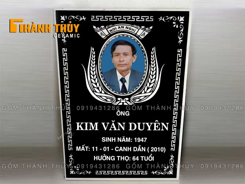 Bia mộ sứ Bát Tràng 30x40cm nền đen cao cấp giá tốt Bia mộ sứ Bát Tràng 30x40cm nền đen cao cấp giá tốt