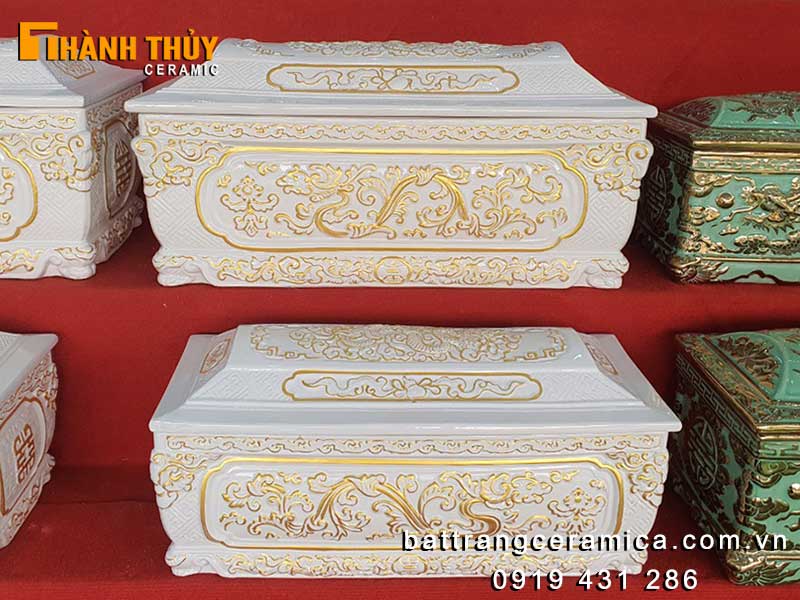 Bộ tiểu quách Cát Tường sứ trắng Bát Tràng chuẩn đẹp giá tốt 