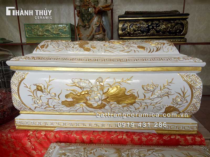 Quách tiểu sen trắng nhũ vàng đẹp sang tâm linh cao cấp