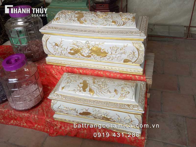 Quách tiểu sen trắng nhũ vàng đẹp sang tâm linh cao cấp