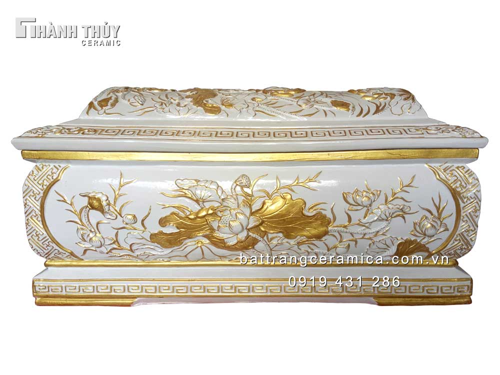 Quách tiểu sen trắng nhũ vàng đẹp sang tâm linh cao cấp 