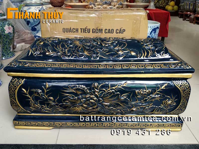 Quách tiểu sen xanh đen Bát Tràng cao cấp sang trọng đẹp