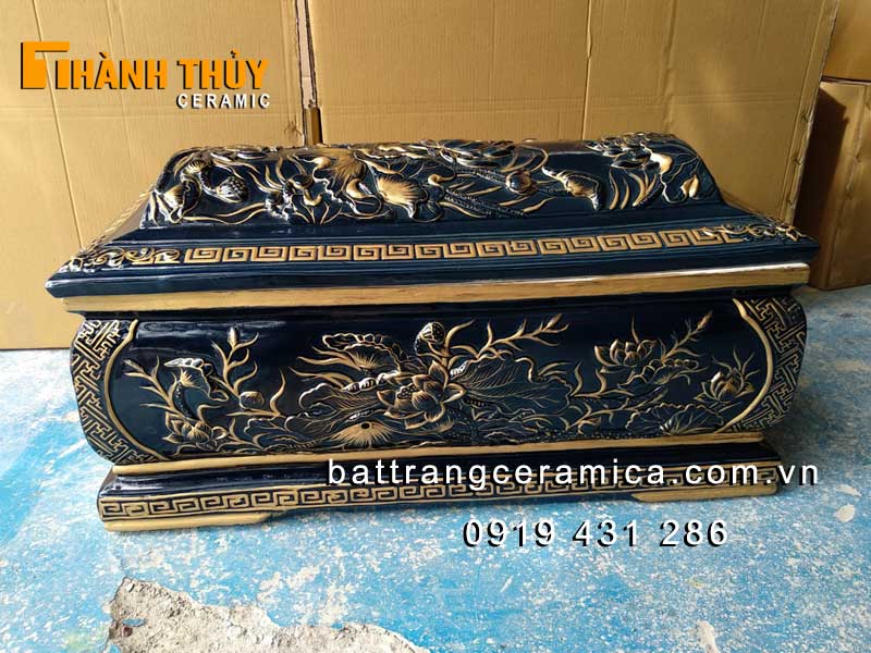 Quách tiểu sen xanh đen Bát Tràng cao cấp sang trọng đẹp