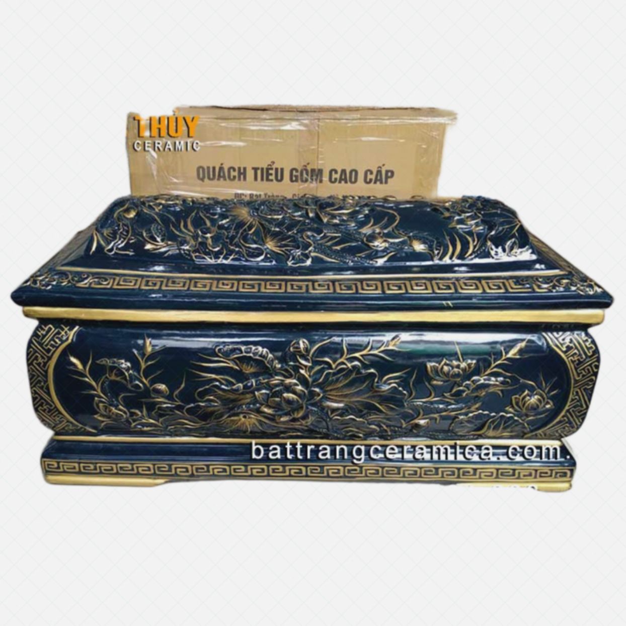 Quách tiểu sen xanh đen Bát Tràng cao cấp sang trọng đẹp 