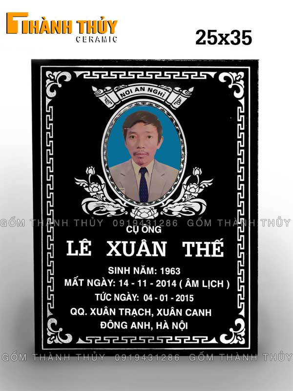 Bia mộ sứ nền đen 25x35 cm đẹp cao cấp giá tốt uy tín Bia mộ sứ nền đen 25x35 cm đẹp cao cấp giá tốt uy tín