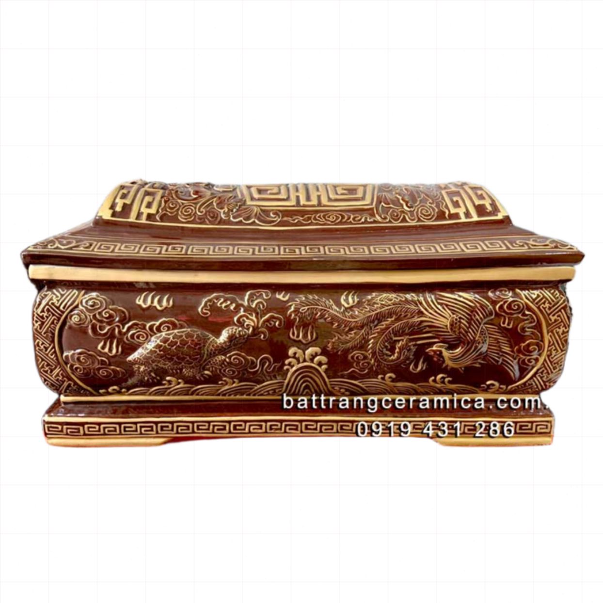 Quách Tứ Linh hoàng thổ nhũ vàng Bát Tràng cao cấp siêu bền 