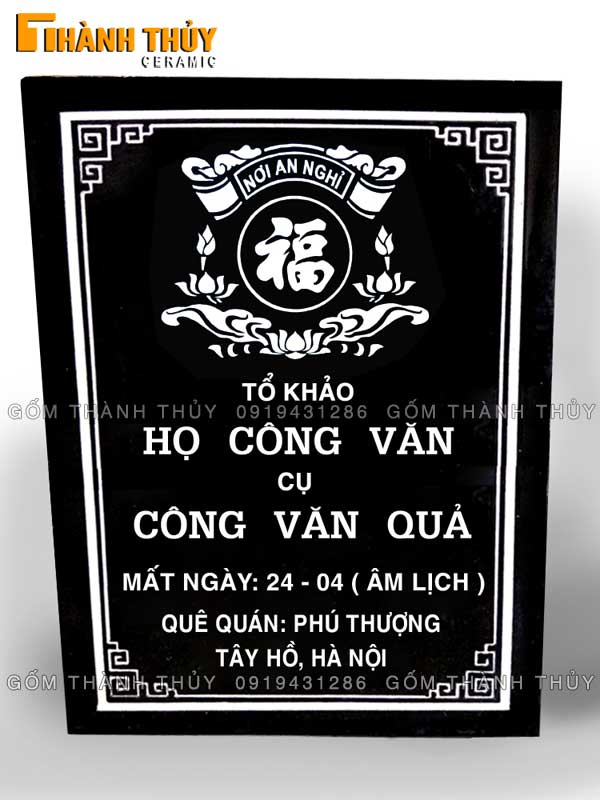 Bia mộ sứ nền đen 30x40cm Bát Tràng cao cấp giá rẻ uy tín Bia mộ sứ nền đen 30x40cm Bát Tràng cao cấp giá rẻ uy tín