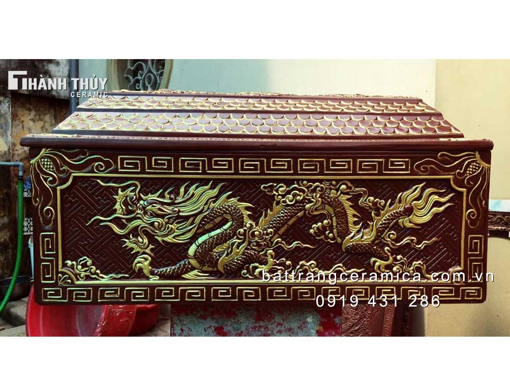 Quách tiểu mái vòm gốm nâu Rồng nổi cao cấp độc đáo mua ngay