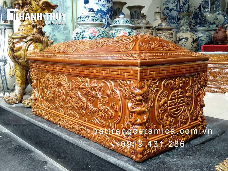 Quách Tiểu Bát Tràng Rồng Nổi Men Da Lươn Sang Trọng Độc Đáo