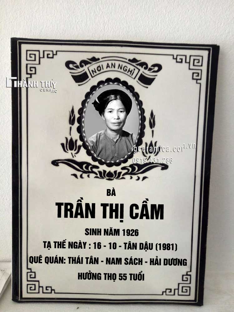 Bia mộ sứ Bát Tràng in ảnh chất lượng bền đẹp giá tốt