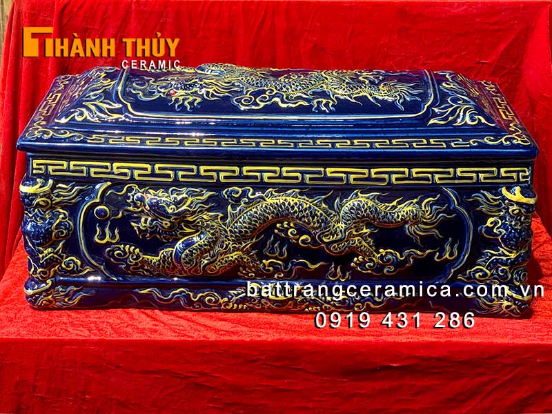 Tiểu quách Bát Tràng rồng xanh hoàng thủy tinh xảo bền đẹp