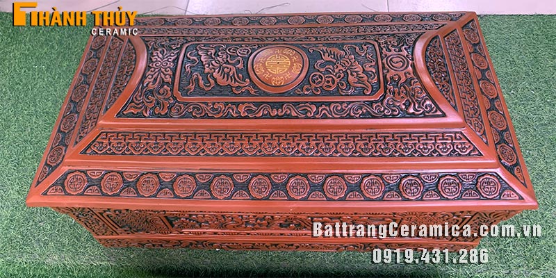 Bộ tiểu quách Ngũ Phúc gốm đỏ Bát Tràng cao cấp bền đẹp hợp mệnh