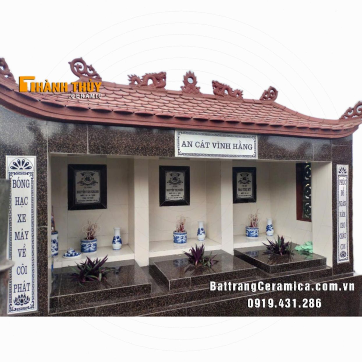 Bia mộ sứ Bát Tràng 10 mẫu đẹp bền vững giá tốt 