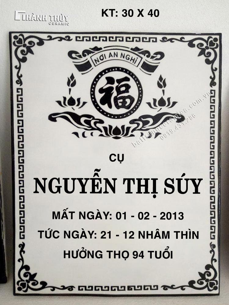 Bia mộ sứ Bát Tràng bền đẹp giá tốt mẫu mã đa dạng chuẩn phong thủy