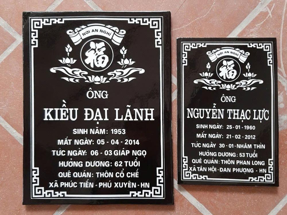 Bia mộ sứ Bát Tràng bền đẹp giá tốt mẫu mã đa dạng chuẩn phong thủy