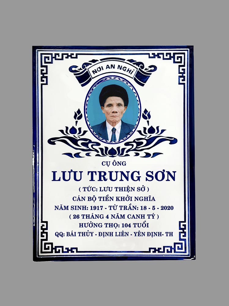 Bia mộ sứ Bát Tràng bền đẹp giá tốt mẫu mã đa dạng chuẩn phong thủy
