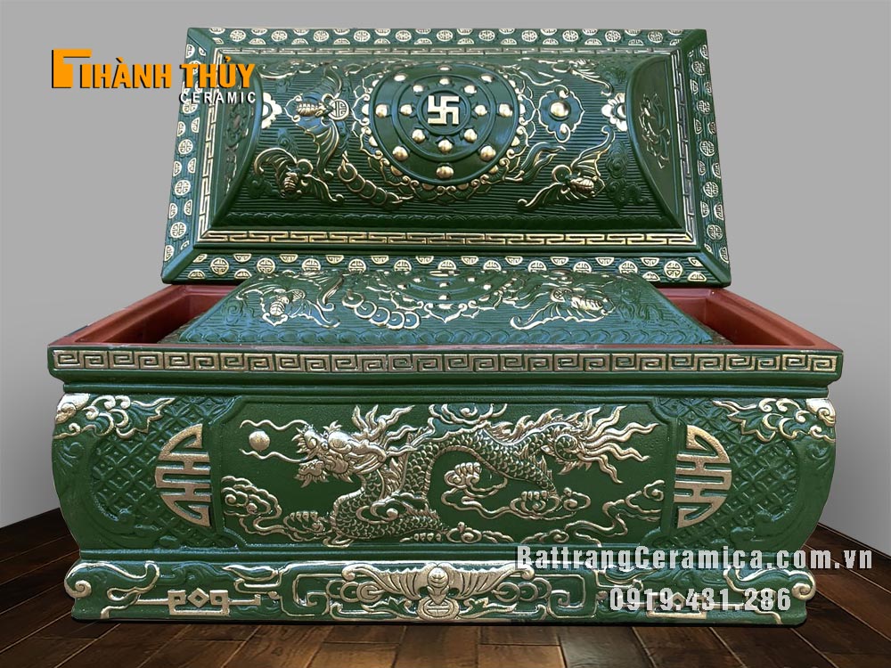 Tiểu quách rồng ngũ phúc xanh lục mạ vàng cao cấp bền đẹp hợp mệnh 