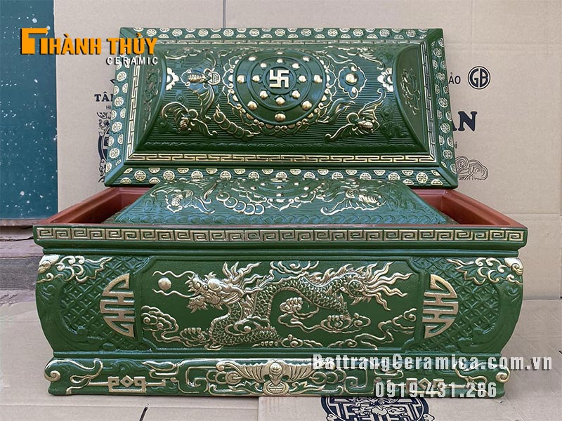 Tiểu quách rồng ngũ phúc xanh lục mạ vàng cao cấp bền đẹp hợp mệnh