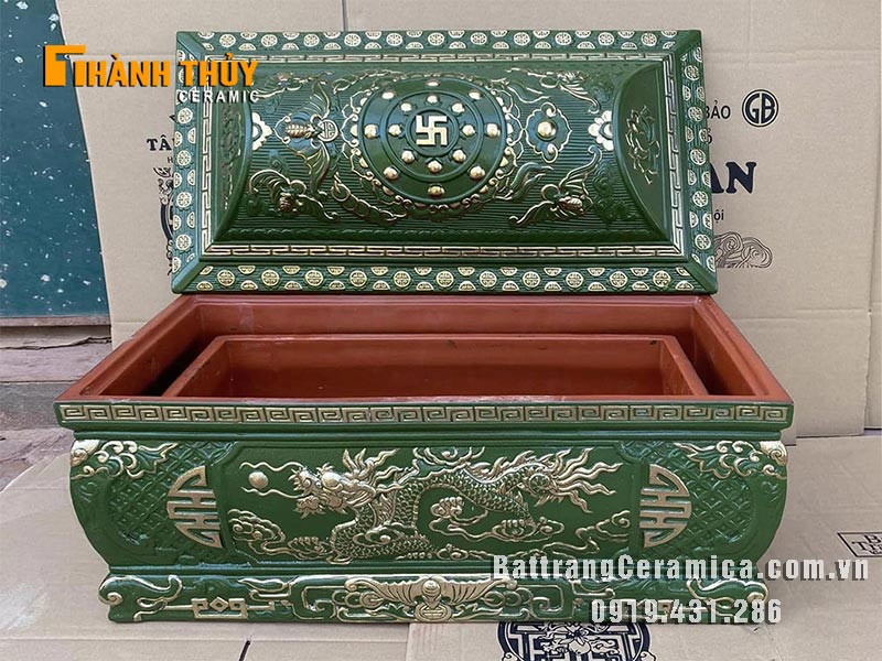 Tiểu quách rồng ngũ phúc xanh lục mạ vàng cao cấp bền đẹp hợp mệnh