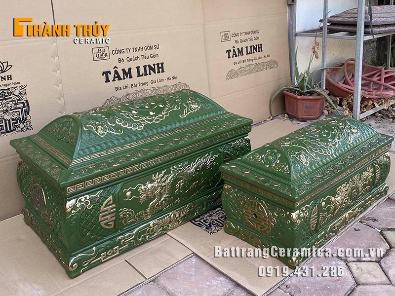 Tiểu quách rồng ngũ phúc xanh lục mạ vàng cao cấp bền đẹp hợp mệnh
