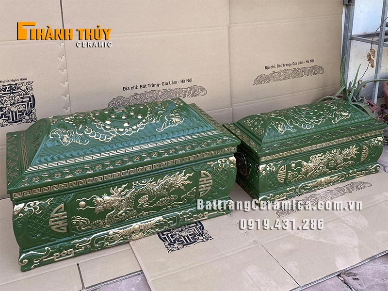 Tiểu quách rồng ngũ phúc xanh lục mạ vàng cao cấp bền đẹp hợp mệnh