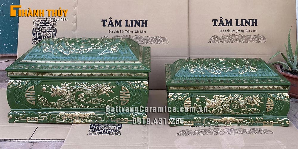 Tiểu quách rồng ngũ phúc xanh lục mạ vàng cao cấp bền đẹp hợp mệnh