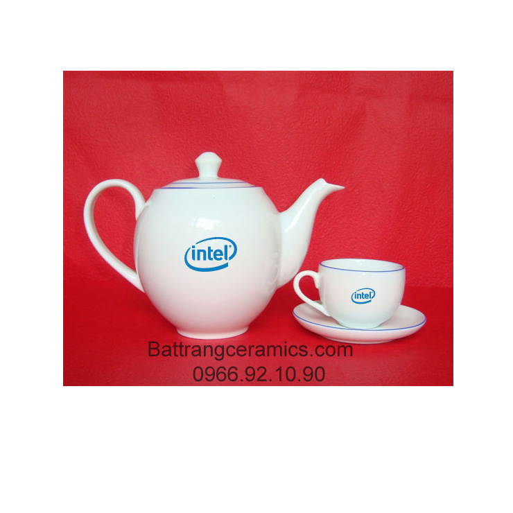 Ấm chén Minh Long số 01 in logo độc đáo quà tặng gốm sứ Bát Tràng