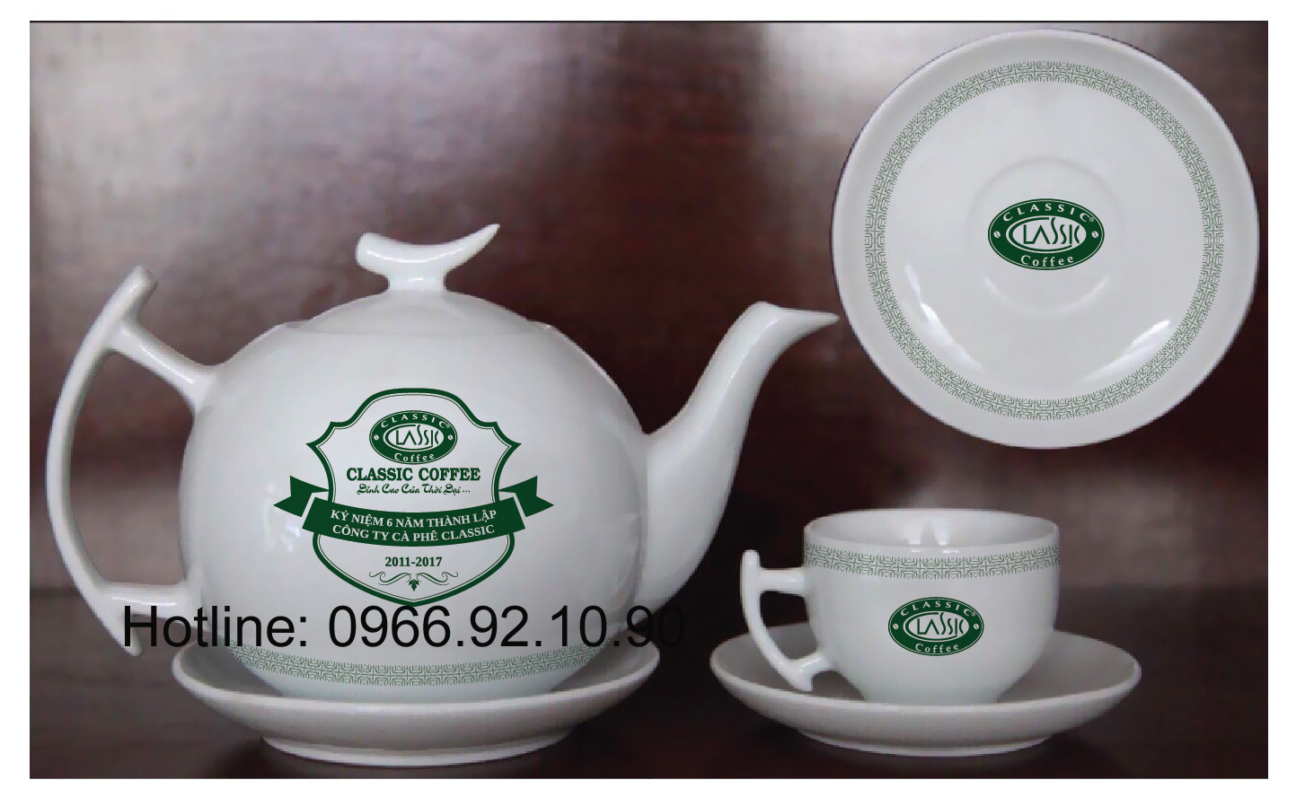 Ấm chén in logo quà tặng gốm sứ Bát Tràng chính hãng giá tốt